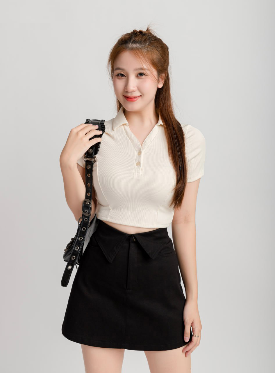 Áo Polo Croptop Nữ Cổ Chữ Y
